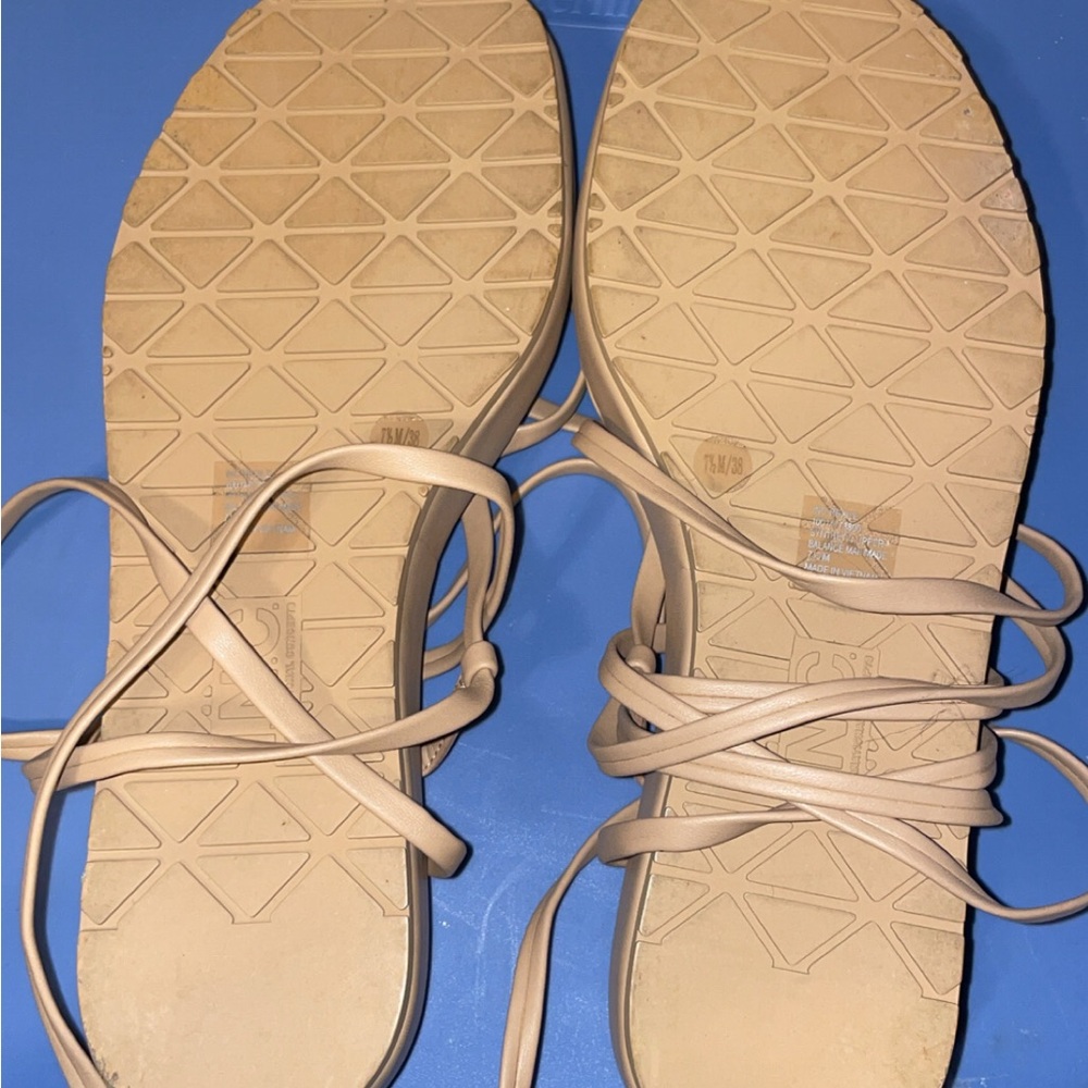 INC International Concepts Beige Lace-Up Women’s Sandals